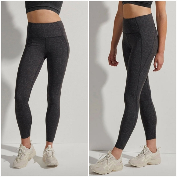 Varley Lets Go Running Leggings 25" Black Grid Snake Print XL - Picture 1 of 16